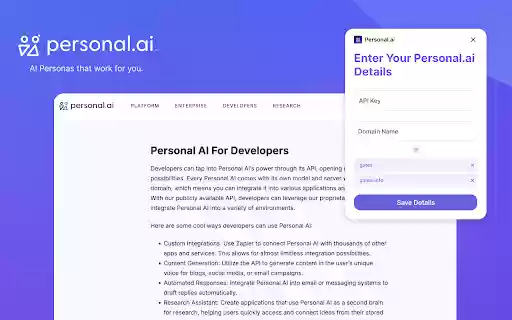 Personal AI Extension  from Chrome web store to be run with OffiDocs Chromium online