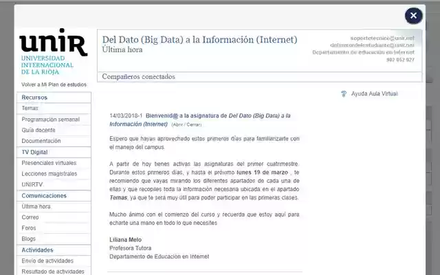 Personaliza plataforma UNIR  from Chrome web store to be run with OffiDocs Chromium online