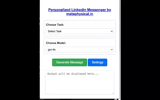 Personalized Linkedin Messenger by Metaphysical  from Chrome web store to be run with OffiDocs Chromium online
