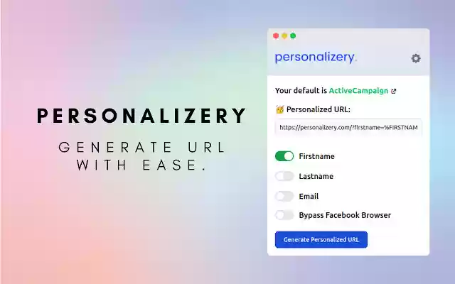 Personalizery  from Chrome web store to be run with OffiDocs Chromium online