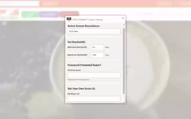 PERU CONNECT การแชร์หน้าจอจาก Chrome เว็บสโตร์ที่จะเรียกใช้ด้วย OffiDocs Chromium ออนไลน์