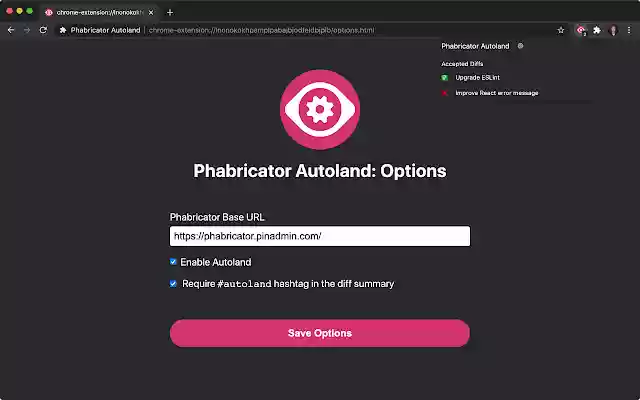 Phabricator Autoland  from Chrome web store to be run with OffiDocs Chromium online