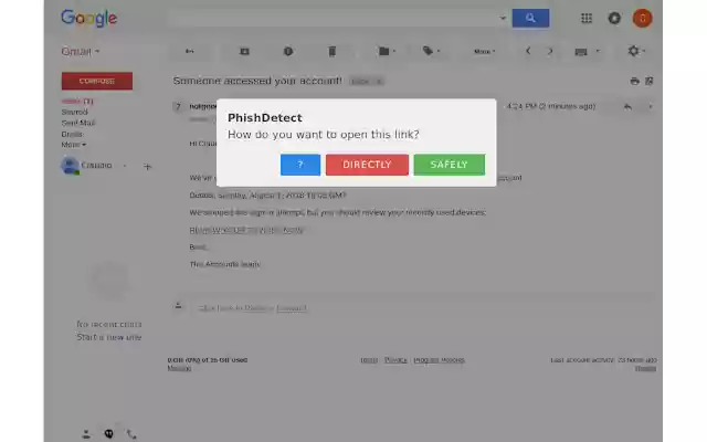 PhishDetect  from Chrome web store to be run with OffiDocs Chromium online