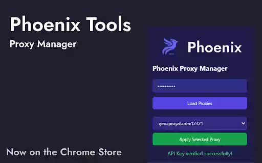 Phoenix Proxy Manager  from Chrome web store to be run with OffiDocs Chromium online