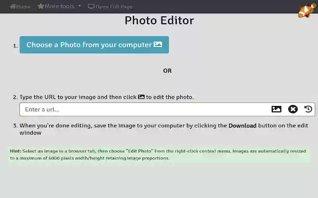 Photo Editor  from Chrome web store to be run with OffiDocs Chromium online