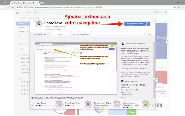 PhotoTaxe  from Chrome web store to be run with OffiDocs Chromium online