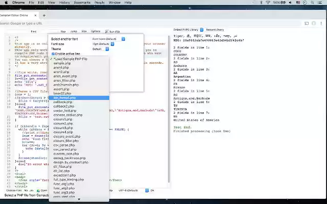 PHP Compiler Editor  from Chrome web store to be run with OffiDocs Chromium online