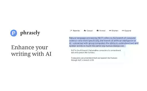 Phrasely ChatGPT Writing Tool  from Chrome web store to be run with OffiDocs Chromium online