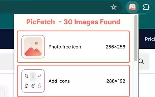 PicFetch  from Chrome web store to be run with OffiDocs Chromium online