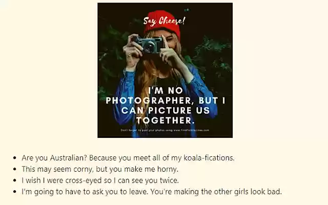 Pick Up Lines  from Chrome web store to be run with OffiDocs Chromium online