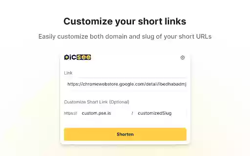 PicSee URL Shortener  QR Codes  from Chrome web store to be run with OffiDocs Chromium online
