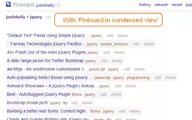 来自 Chrome 网上应用店的 Pinboard.in 压缩视图将与 OffiDocs Chromium 在线运行