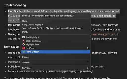 Pin Chat  from Chrome web store to be run with OffiDocs Chromium online