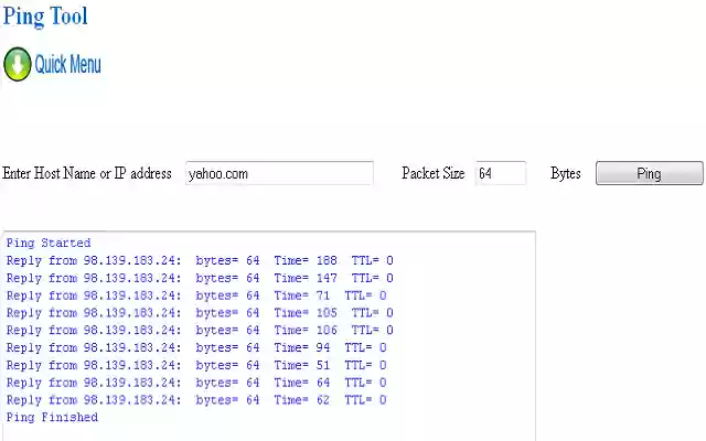 PingTool  from Chrome web store to be run with OffiDocs Chromium online