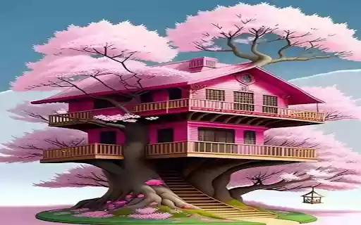 Pink tree house wallpaper  from Chrome web store to be run with OffiDocs Chromium online