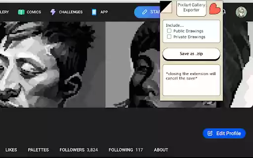 Pixilart Gallery Exporter  from Chrome web store to be run with OffiDocs Chromium online