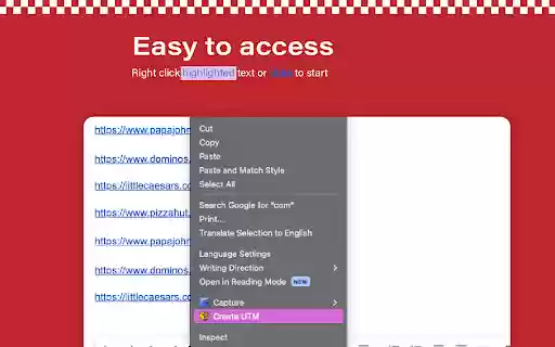 Pizza Boys UTM Generator  from Chrome web store to be run with OffiDocs Chromium online