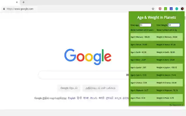 Planets calculator from Chrome web store to be run with OffiDocs Chromium online Planets calculator from Chrome web store to be run with OffiDocs Chromium online