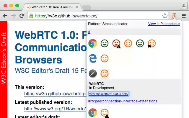 OffiDocs Chromium online で実行される Chrome ウェブストアのプラットフォーム ステータス インジケーター