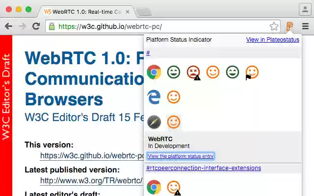 Platform Status Indicator  from Chrome web store to be run with OffiDocs Chromium online