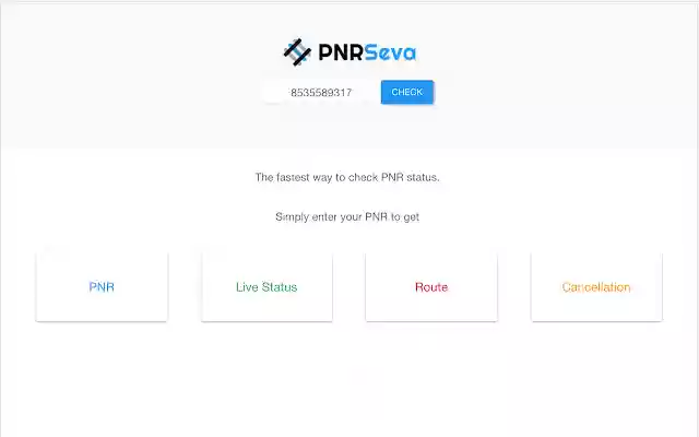 PNRSeva PNR and Live Status  from Chrome web store to be run with OffiDocs Chromium online