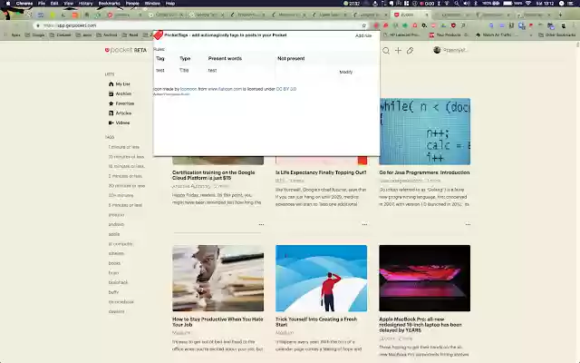 PocketTags from Chrome web store to be run with OffiDocs Chromium online PocketTags from Chrome web store to be run with OffiDocs Chromium online