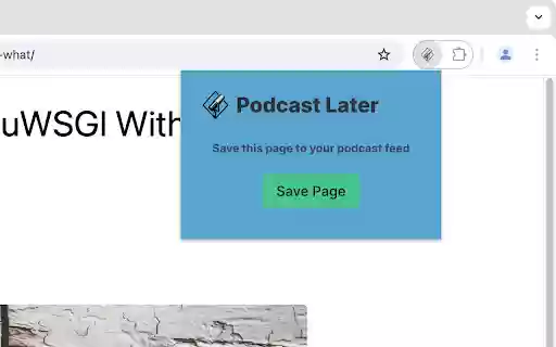 Podcast Later  from Chrome web store to be run with OffiDocs Chromium online