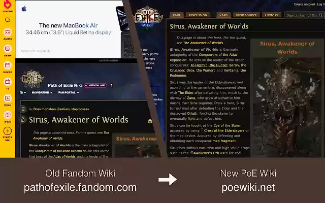 PoE Wiki Redirector  from Chrome web store to be run with OffiDocs Chromium online