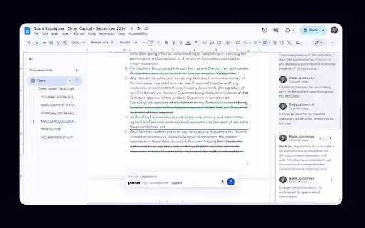 Pointer: AI agent for Google Docs  from Chrome web store to be run with OffiDocs Chromium online