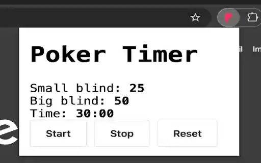 Poker Timer  from Chrome web store to be run with OffiDocs Chromium online