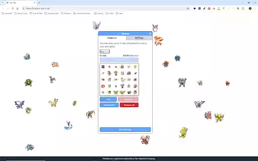 PokeTab Pokemon in your New Tab  from Chrome web store to be run with OffiDocs Chromium online