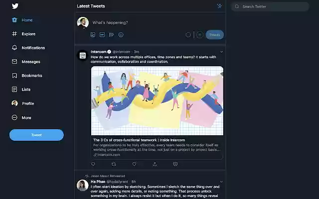 Polished Twitter  from Chrome web store to be run with OffiDocs Chromium online