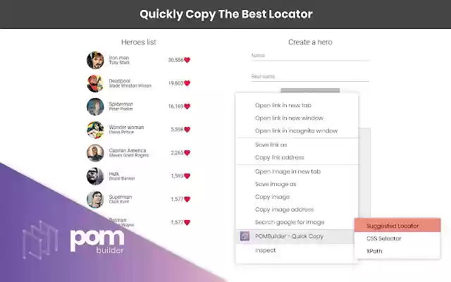 POM Builder – Auto generate CSS/XPath Locator from Chrome web store to be run with OffiDocs Chromium online POM Builder – Auto generate CSS/XPath Locator from Chrome web store to be run with OffiDocs Chromium online
