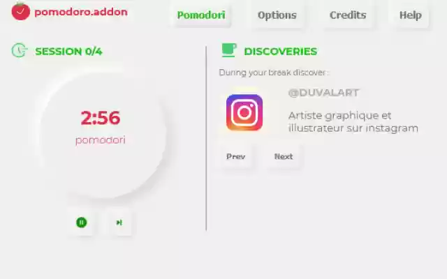 Pomodoro.addon  from Chrome web store to be run with OffiDocs Chromium online