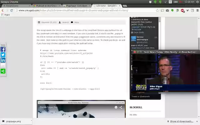 PopPage  from Chrome web store to be run with OffiDocs Chromium online