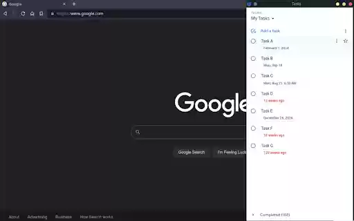 Popup for Google Tasks  from Chrome web store to be run with OffiDocs Chromium online