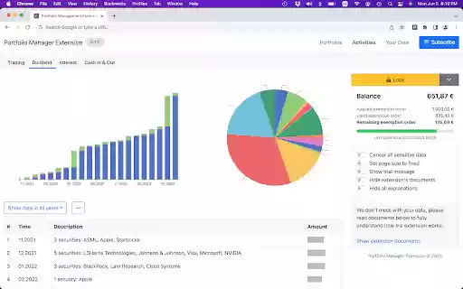 Portfolio Manager Extension  from Chrome web store to be run with OffiDocs Chromium online