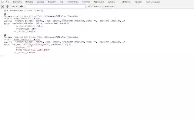 postMessage catcher  from Chrome web store to be run with OffiDocs Chromium online