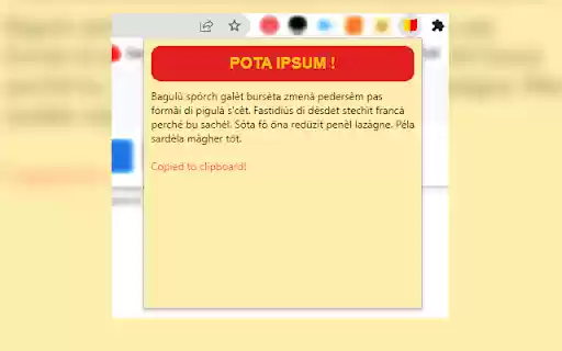 Pota Ipsum  from Chrome web store to be run with OffiDocs Chromium online