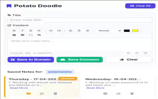 Potato Doodle – Sticky notes that remember where you left them.  from Chrome web store to be run with OffiDocs Chromium online