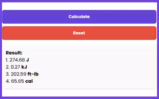 Potential Energy Calculator  from Chrome web store to be run with OffiDocs Chromium online