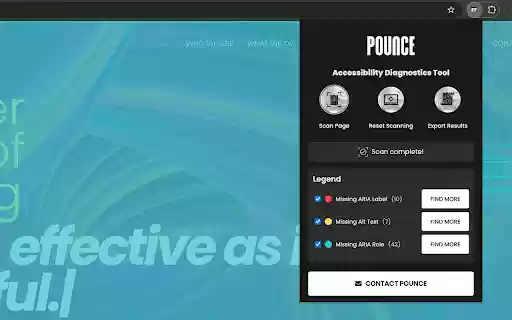 Pounce Accessibility Diagnostics from Chrome web store to be run with OffiDocs Chromium online Pounce Accessibility Diagnostics from Chrome web store to be run with OffiDocs Chromium online