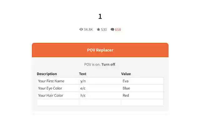 POV: Wattpad Y/N Replacer from Chrome web store to be run with OffiDocs Chromium online POV: Wattpad Y/N Replacer from Chrome web store to be run with OffiDocs Chromium online