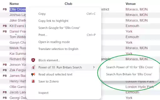Power of 10  Run Britain Search  from Chrome web store to be run with OffiDocs Chromium online