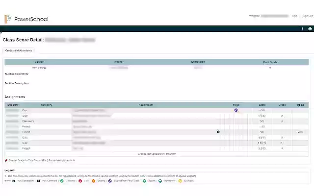 Powerschool Grades  from Chrome web store to be run with OffiDocs Chromium online