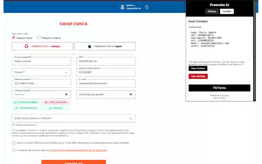 Preenche AI  from Chrome web store to be run with OffiDocs Chromium online