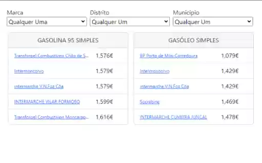 Preço Combustivel Portugal  from Chrome web store to be run with OffiDocs Chromium online