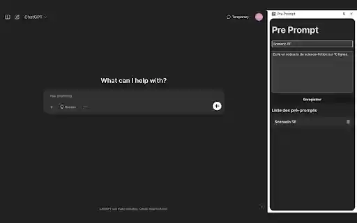 Pre Prompt  from Chrome web store to be run with OffiDocs Chromium online