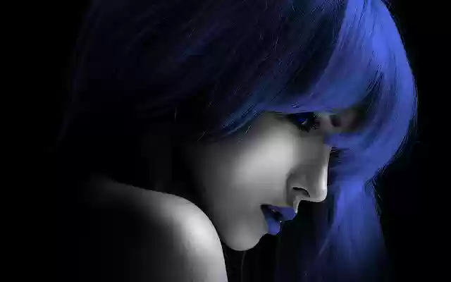 Pretty Girl Blue Hair Lips Eyes  from Chrome web store to be run with OffiDocs Chromium online