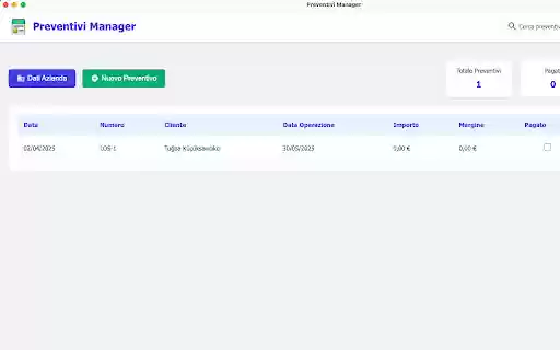 Preventivi Manager  from Chrome web store to be run with OffiDocs Chromium online